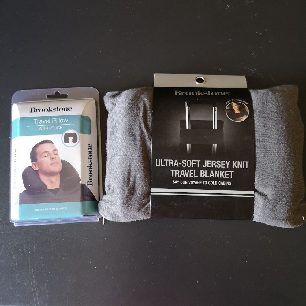 Brookstone Travel Set Pillow + Ultra Soft Blanket